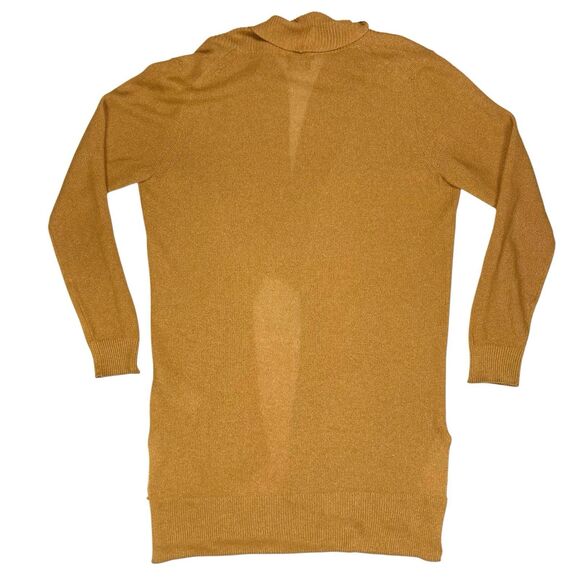 Massimo Dutti Open Knit Cardigan Womens M Gold Brown Lightweight Preppy Sweater - Picture 4 of 15